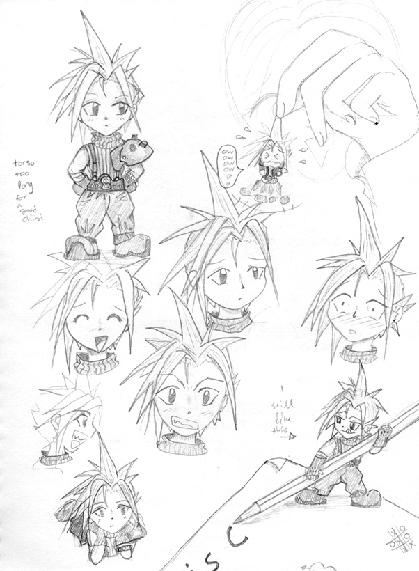 The Many Faces of Chibi Cloud by LefseNinja