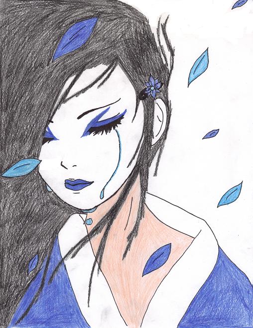 Blue sad Geisha by Left4DeadZoey