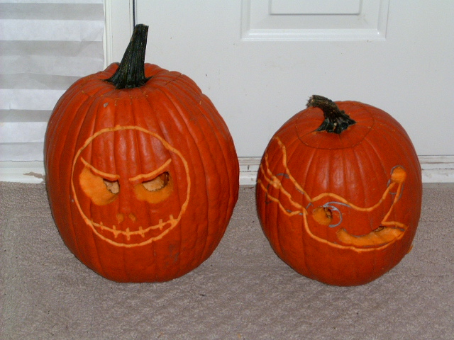 It's a little late but Pumpkin carved Jack and Zero by LemurQueen12