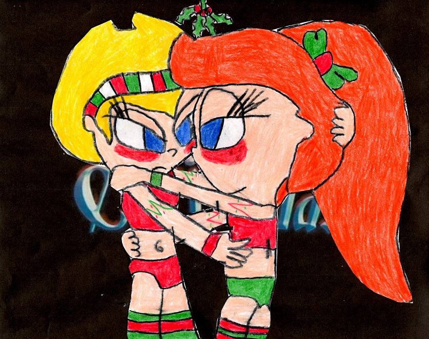 Mandy And Mindy Sweet Mistletoing by LesbianRobotGirl