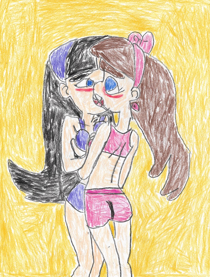 FOP-Swimsuit Girls Kissing by LesbianRobotGirl