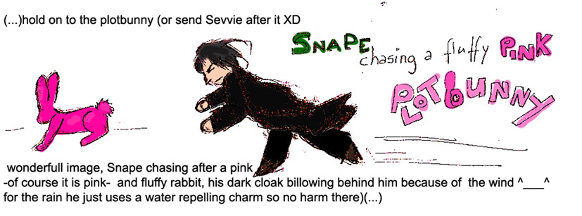 Snape chasing plotbunny by Lhune