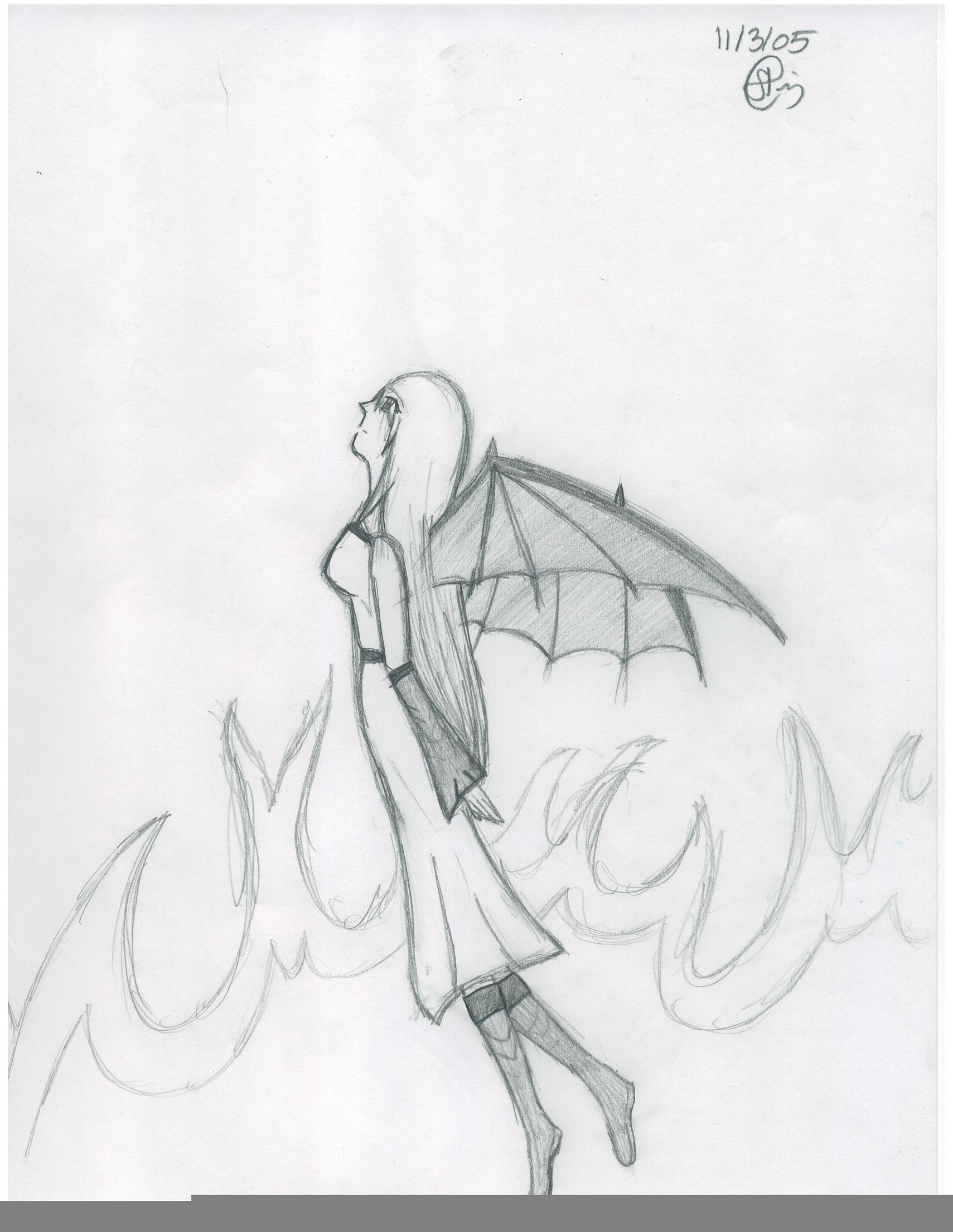 Warrior girl w/ bat wings (again) by LiL_NeKo_DeMoN
