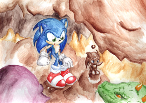 Sonic Battling Dragon by LightningHedgehog16