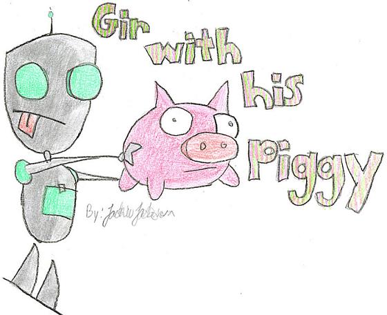 Gir with his piggy! by LilKittyRikku