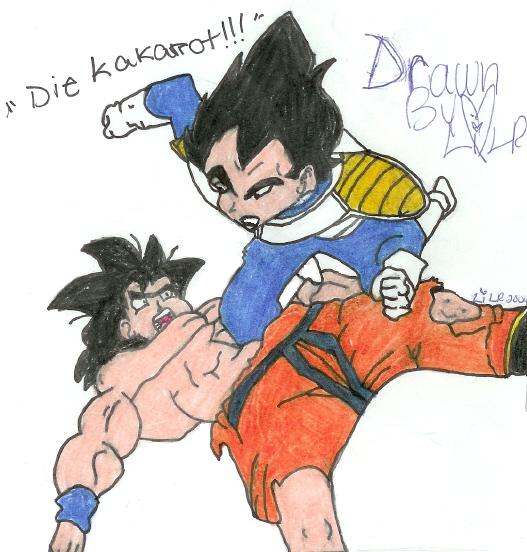 Vegeta beating up Goku (4 Sassybotan) by LilR