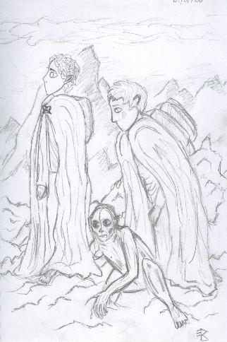 Hobbits and Gollum by LilyPickle