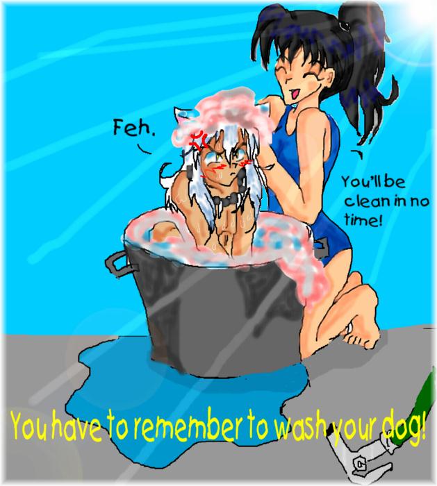 !You must remember to wash your dog! by Lilyahiko
