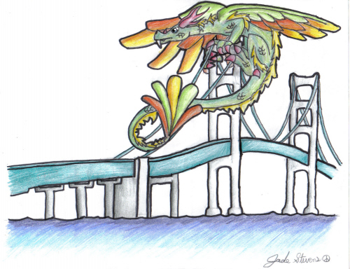 Dragon on Mackinac Bridge by Link_Lover1187