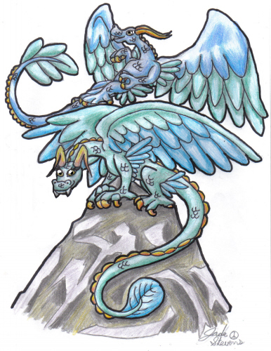 Blue Feathered Dragons by Link_Lover1187