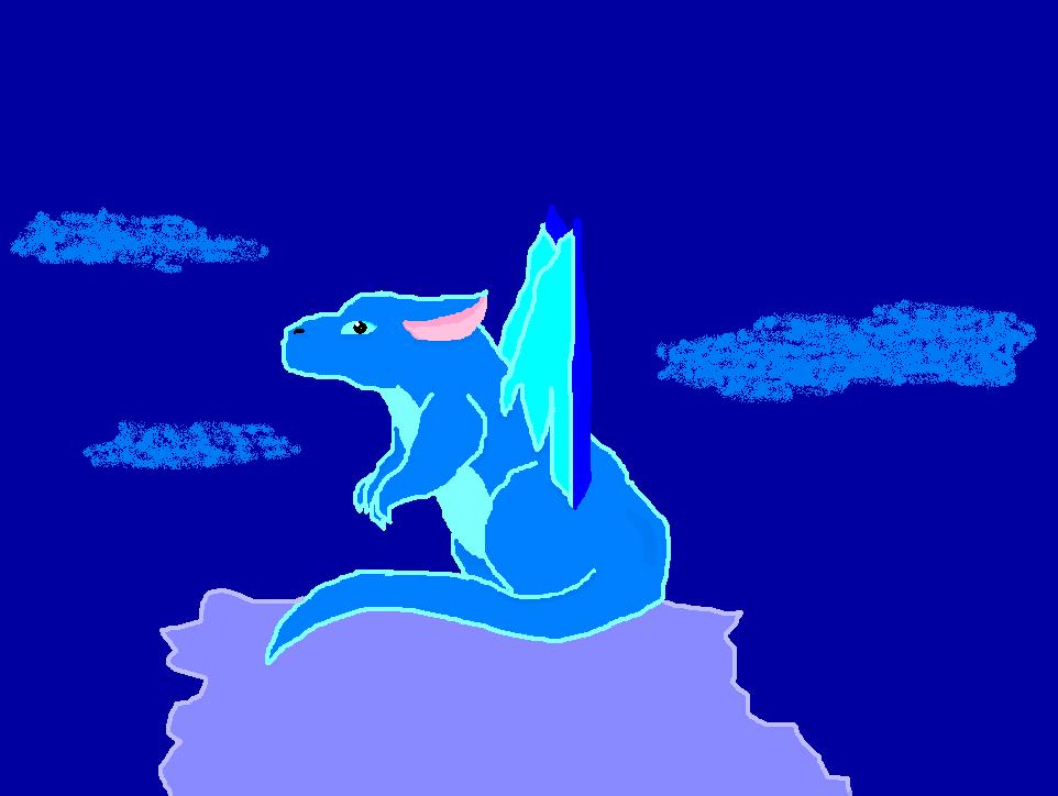 Blue Dragon (done on paint) by Little-Dragan