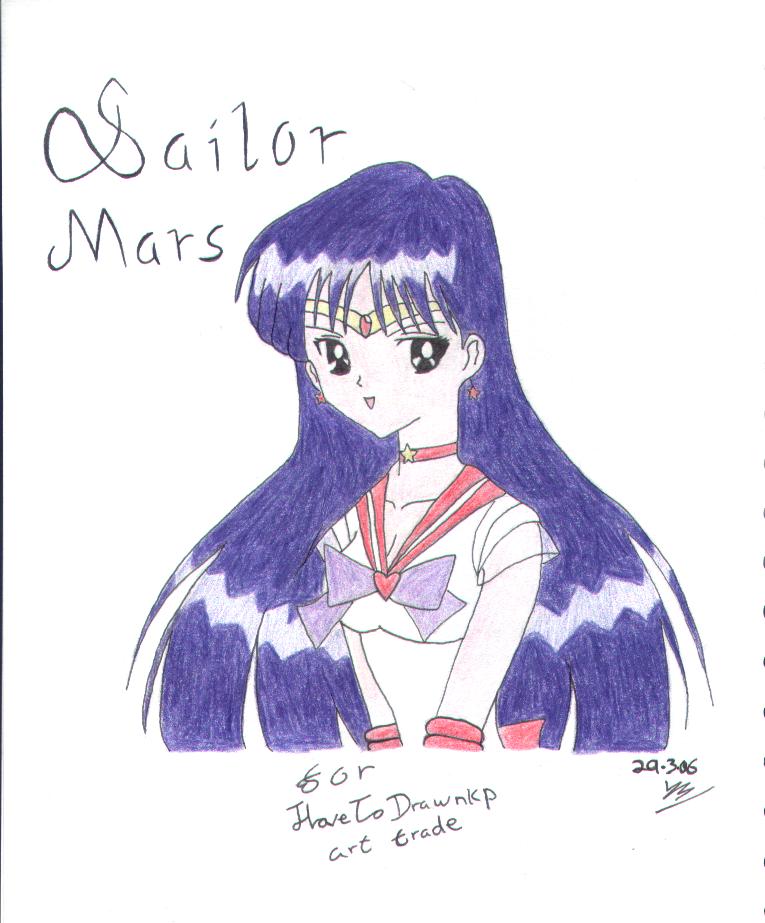 Sailor Mars *ILoveToDrawnkp Art Trade* by Little_Miss_Anime