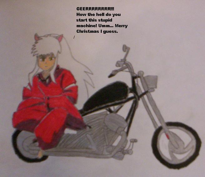 Inu riding a Chopper (Christmas present for inuyas by Living_Dead_Girl