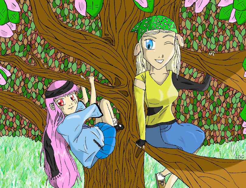 Yukizu and Victoria in a tree by Living_Dead_Girl