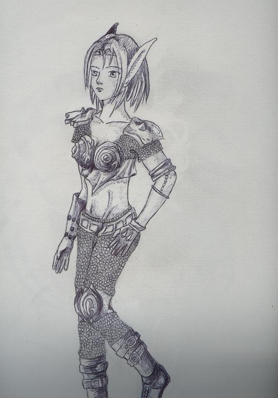 Female Elf Warrior by Loesje