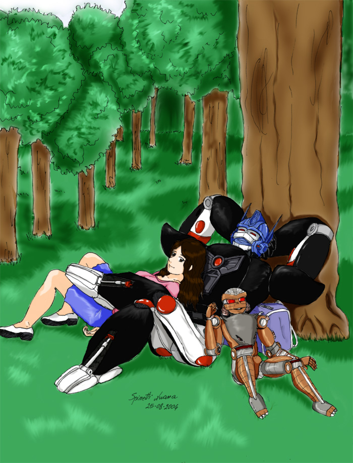 Me, Optimus Primal and Rattrap relaxing ^^ by LuanaTF