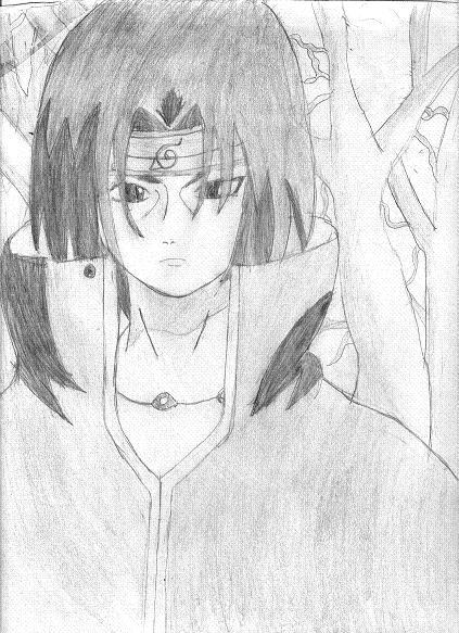 Itachi Uchiha in a forest by Luckycat