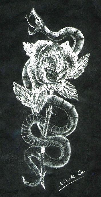 snake rose tattoo by Lucretia_Nicole