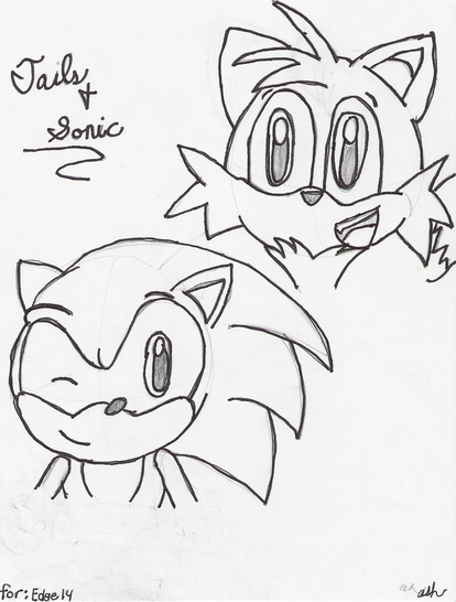 chibi-ish Tails and Sonic -for Edge14- by Luna_the_Hedgehog