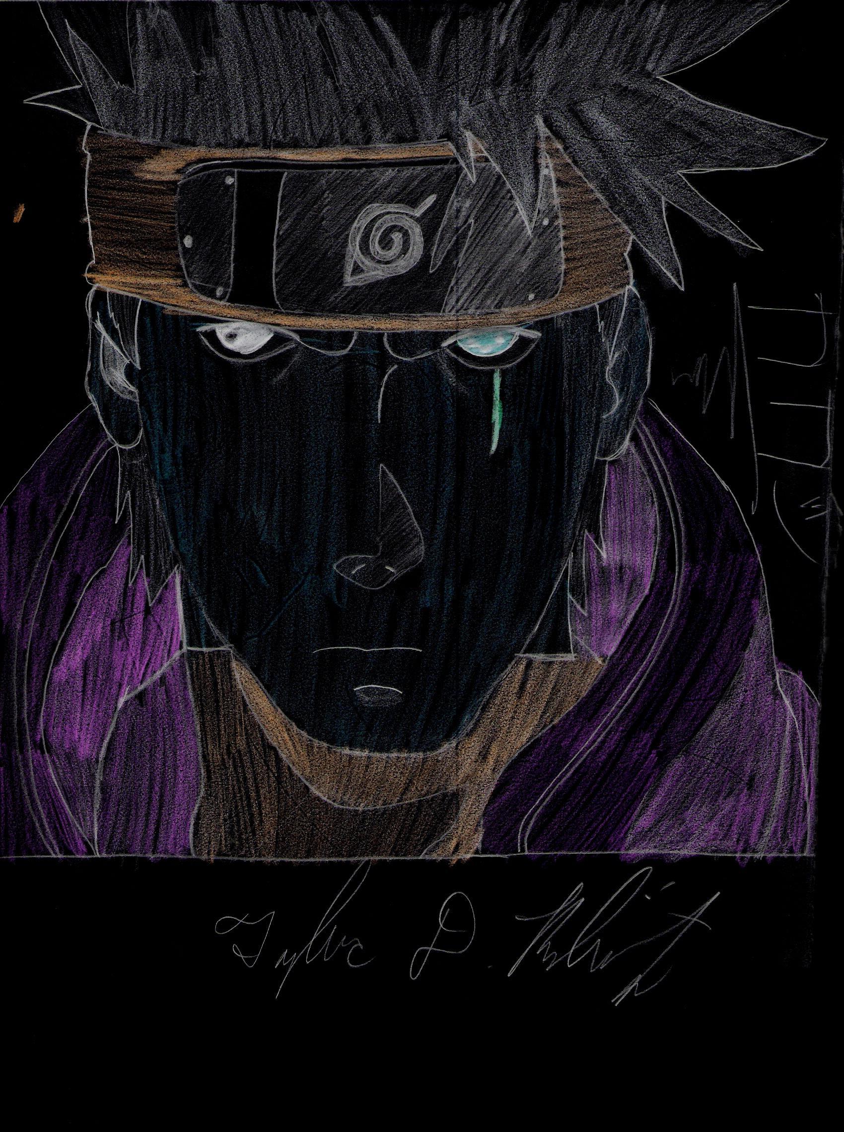 Kakashi Unmasked O_O! (inverted colours) by Lurking_Shadow_Creature