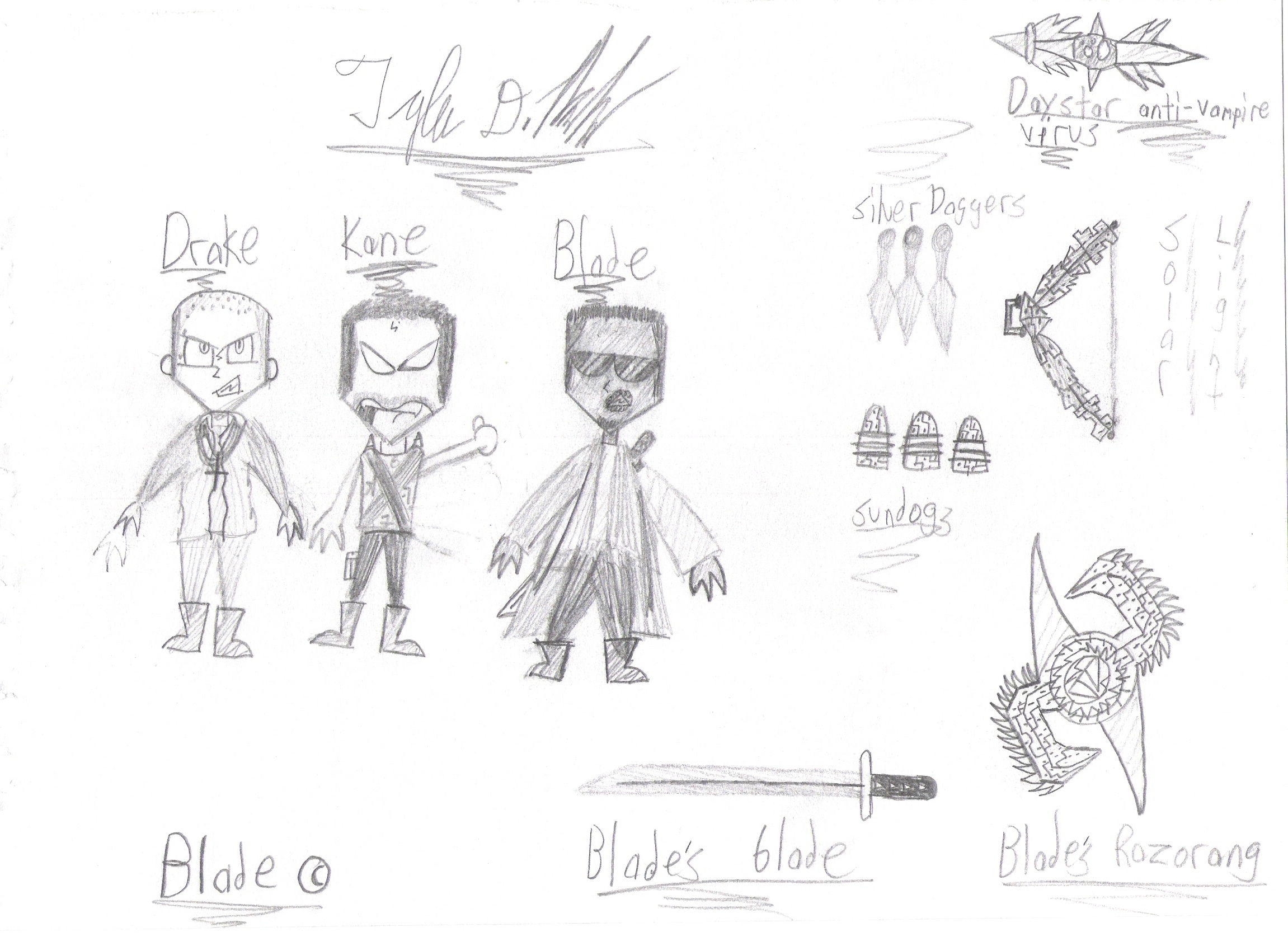 Blade, Kane, Drake and Blade's weapons Iz style! by Lurking_Shadow_Creature