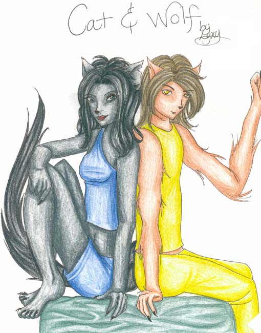 Cat and Wolf by Lyxy