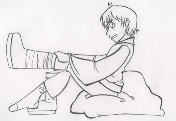 Sketch: Luke and his boots by labpizza