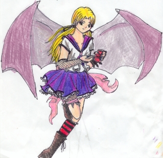 Bat winged school girl! by lady_saturun