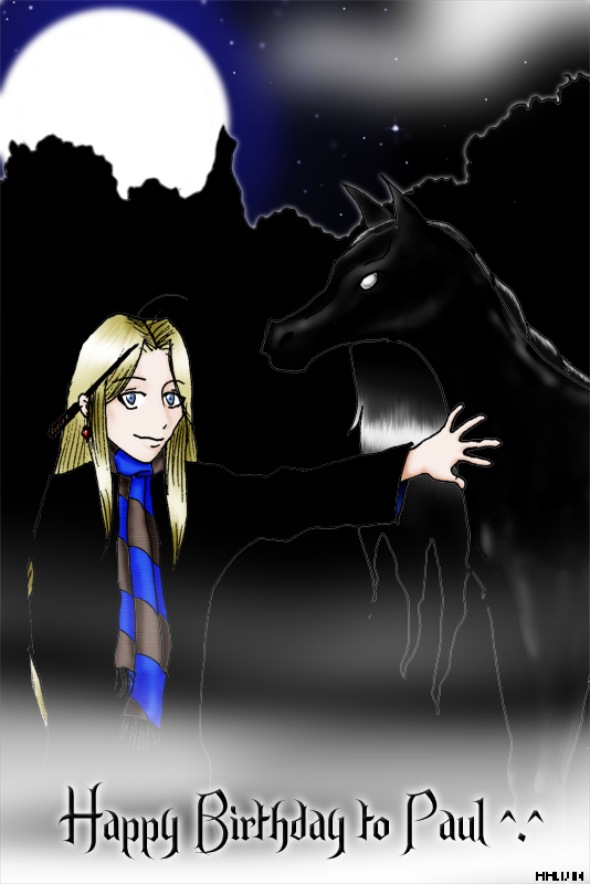 Luna Lovegood and a Thestral by lady_voldything