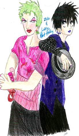 Zolo & Luffy as*DramaQueen & goth chick* by lahandra105