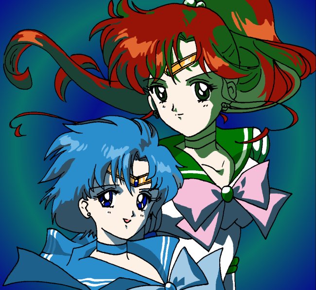 Sailor Mercury and Jupiter by lakilika