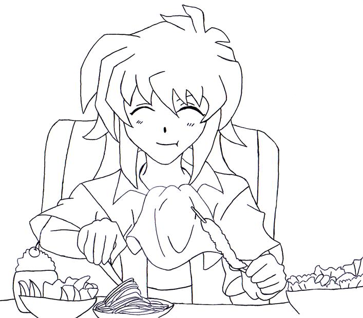 Bakura eats some food by liannacat