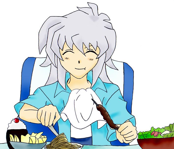 Ryou Bakura Eats Food in Colour by liannacat