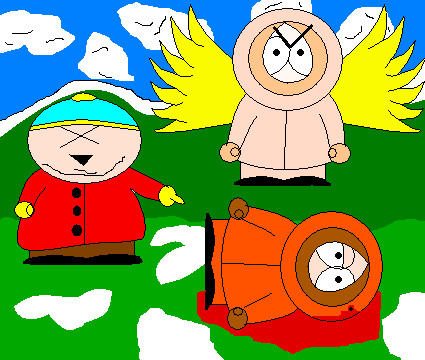 Cartman laughing at kenny by likestodraw