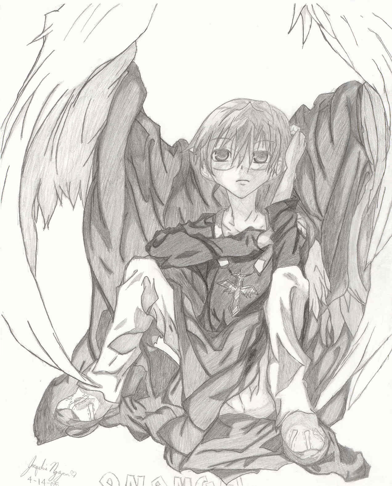 Satoshi and his wings by lil_dorky_gurl