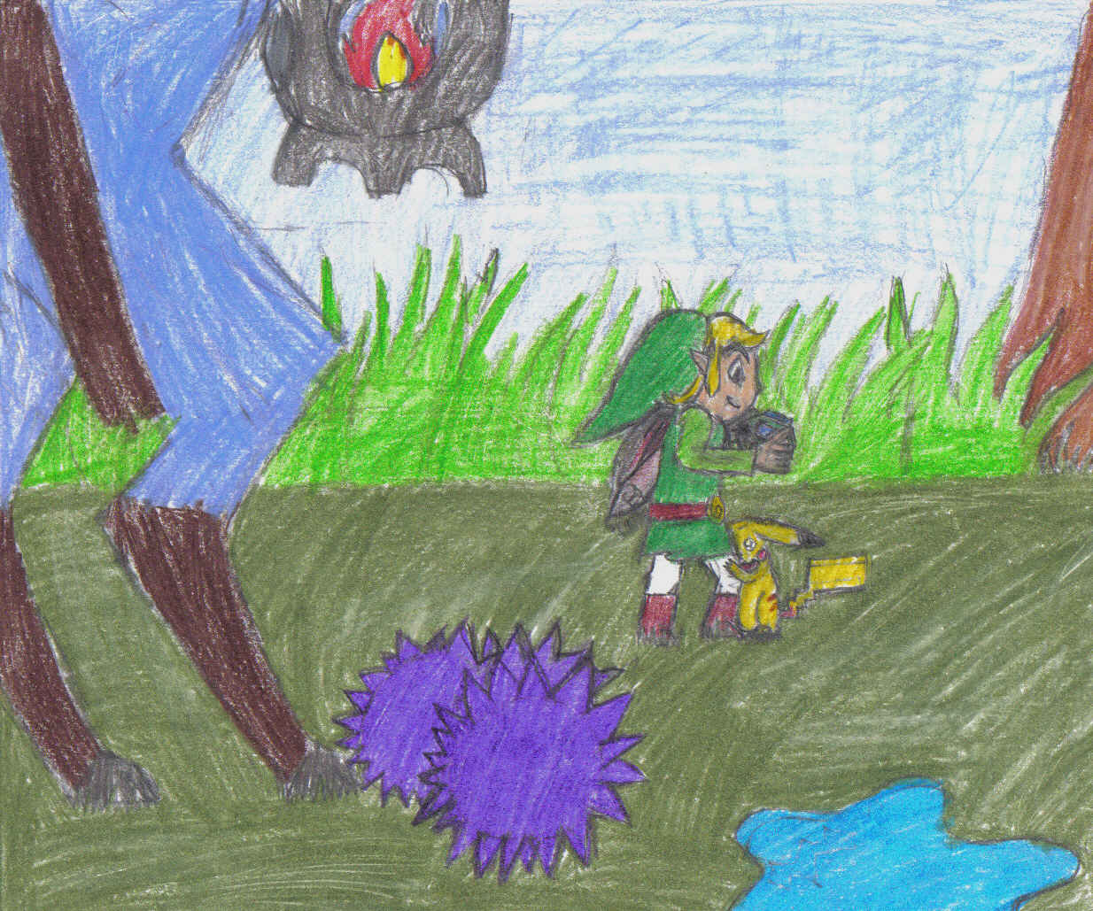 Link and pikachu by lilshadowlover642