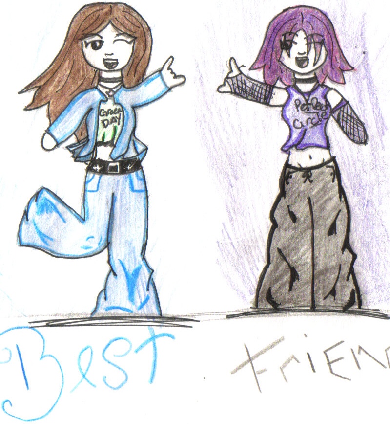 Me and my friend Chibi version! by lonelywolfchick