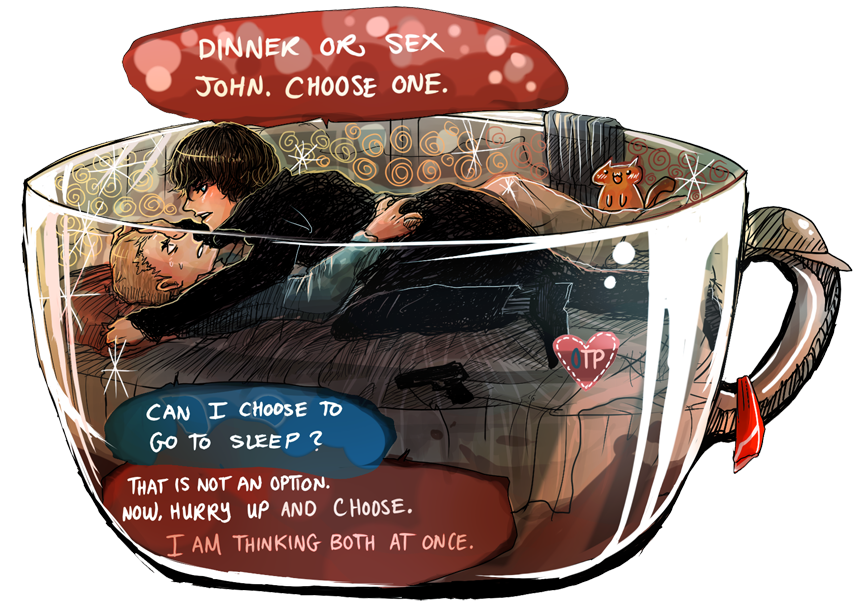 BBC Sherlock - JohnLock in a Cup by luckylace222