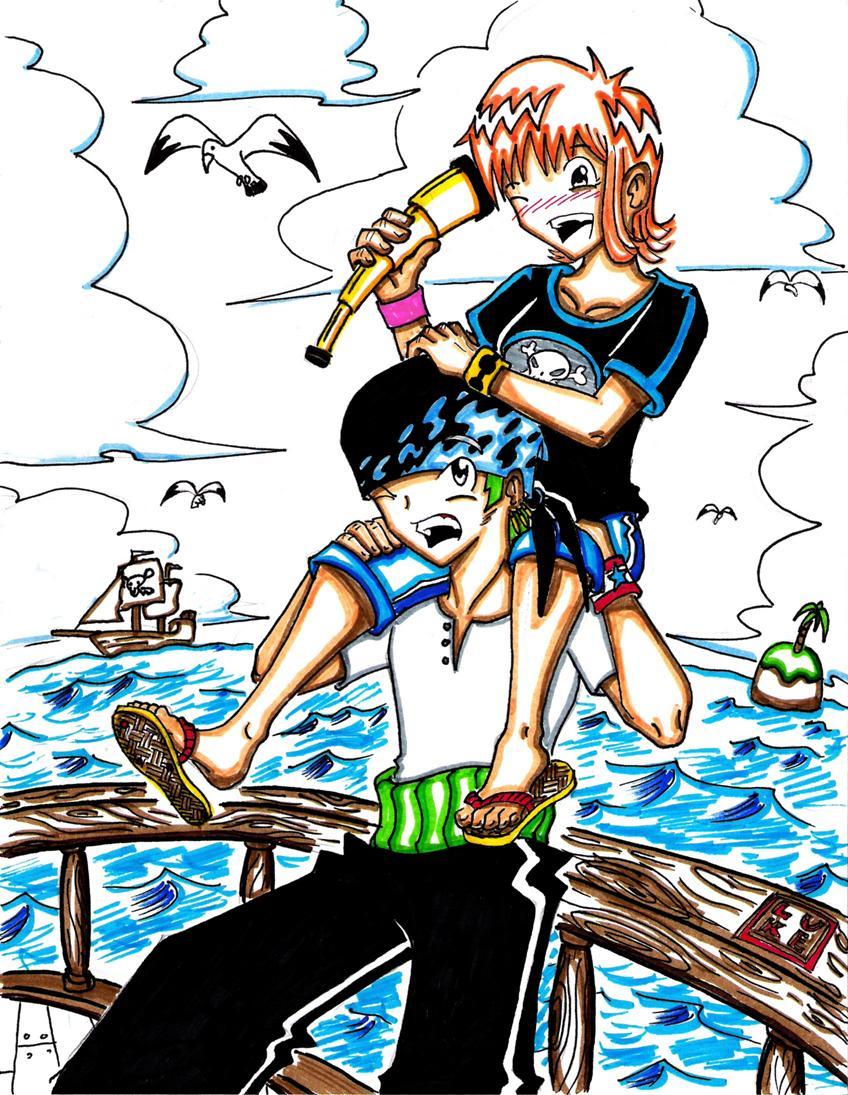 Zoro and Nami ( Art trade with Jiki_Chi026 ) by luke