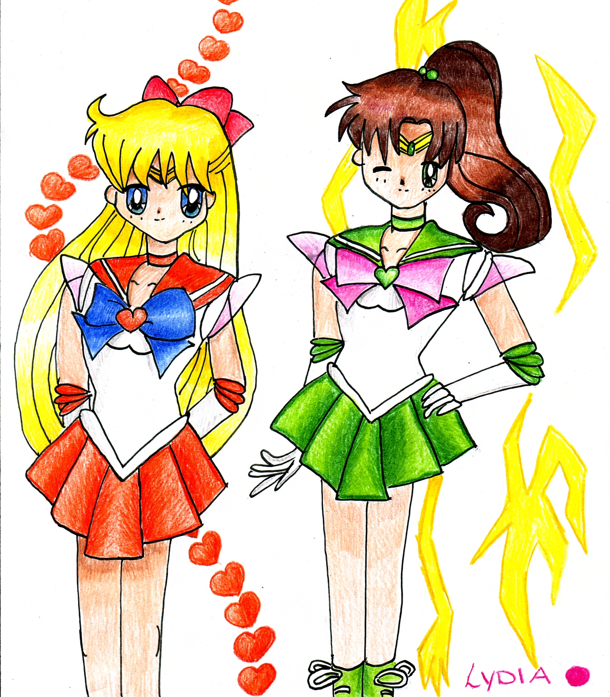 Sailor Venus and Jupiter by lydiachan