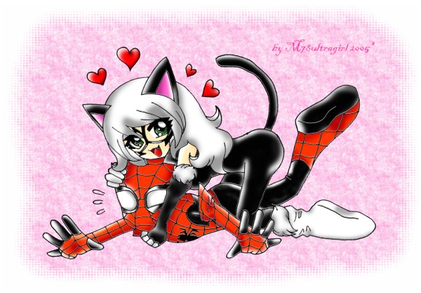 Naughty Kitty Caught Spidey ^^ by M78ultragirl