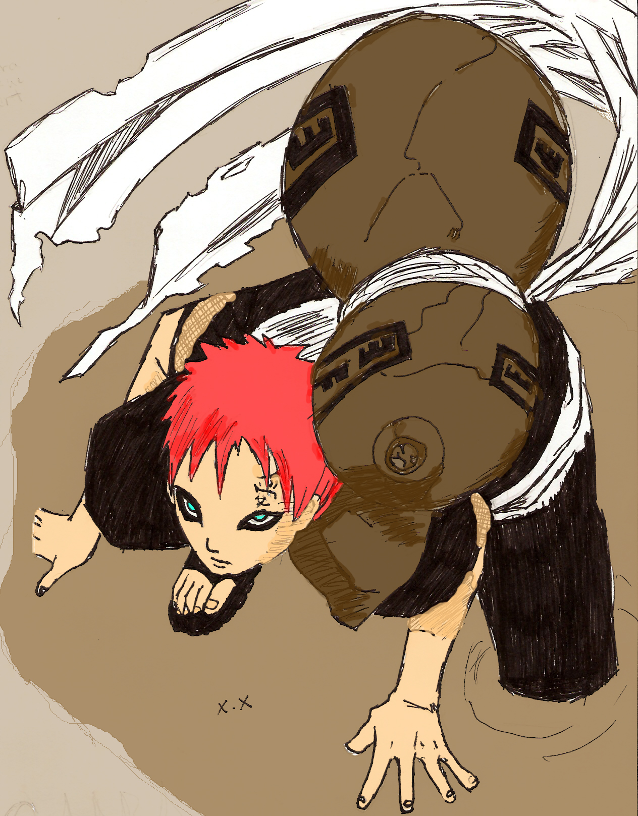 Gaara of the Desert ((colored)) by MINA-CHAN