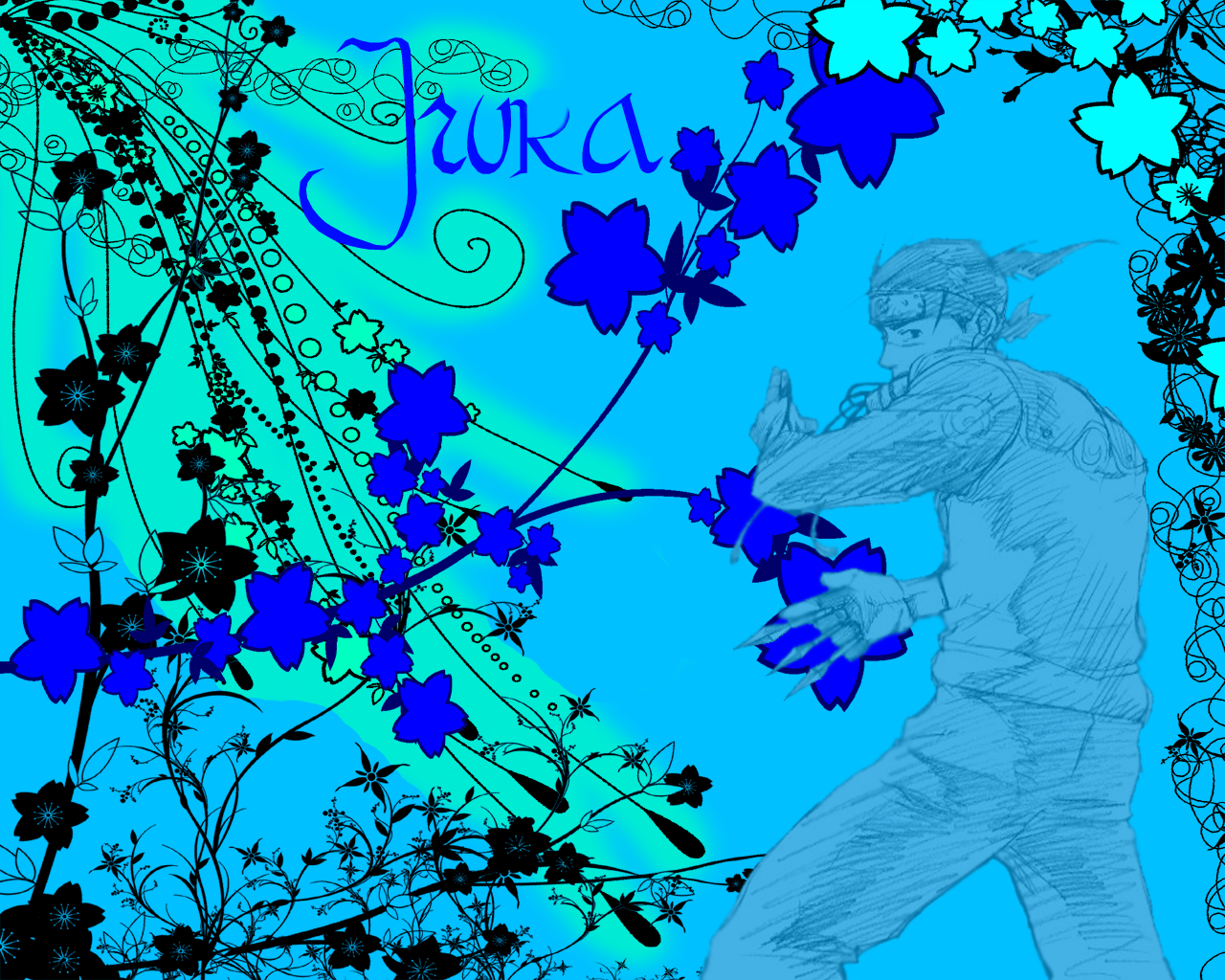 Shades of Blue - Iruka Wallpaper by MINA-CHAN