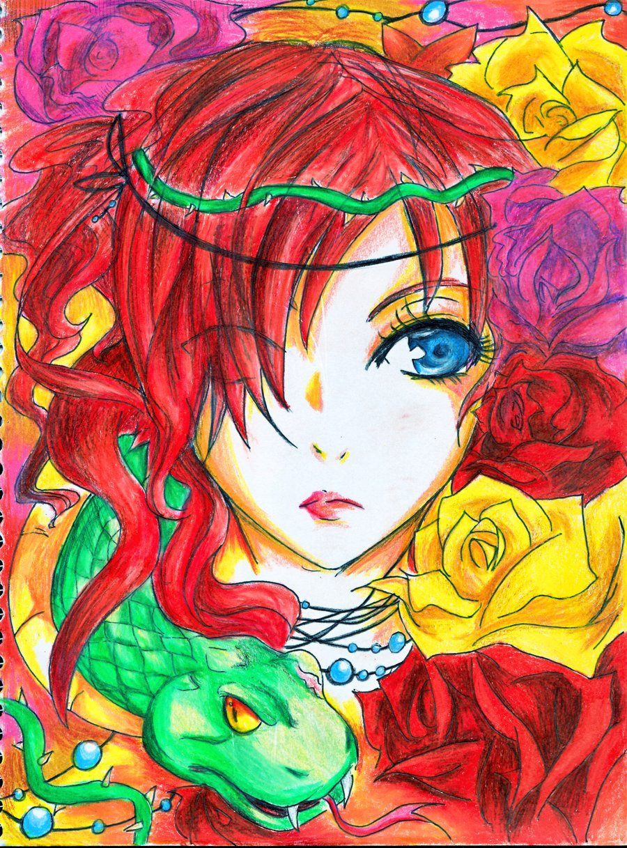 Snake and Roses by MadamePenguin