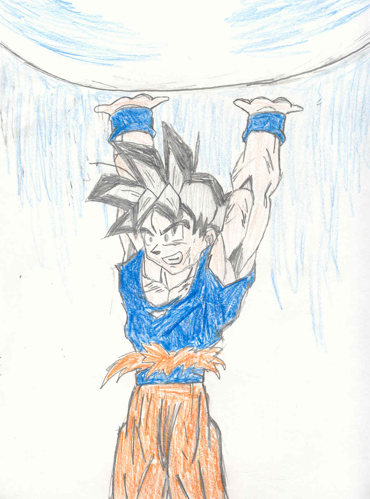 Goku using Spirit Bomb by MageKnight007
