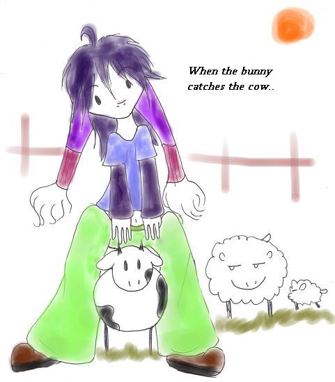 When the bunny catches the cow.. by Magicalkitt