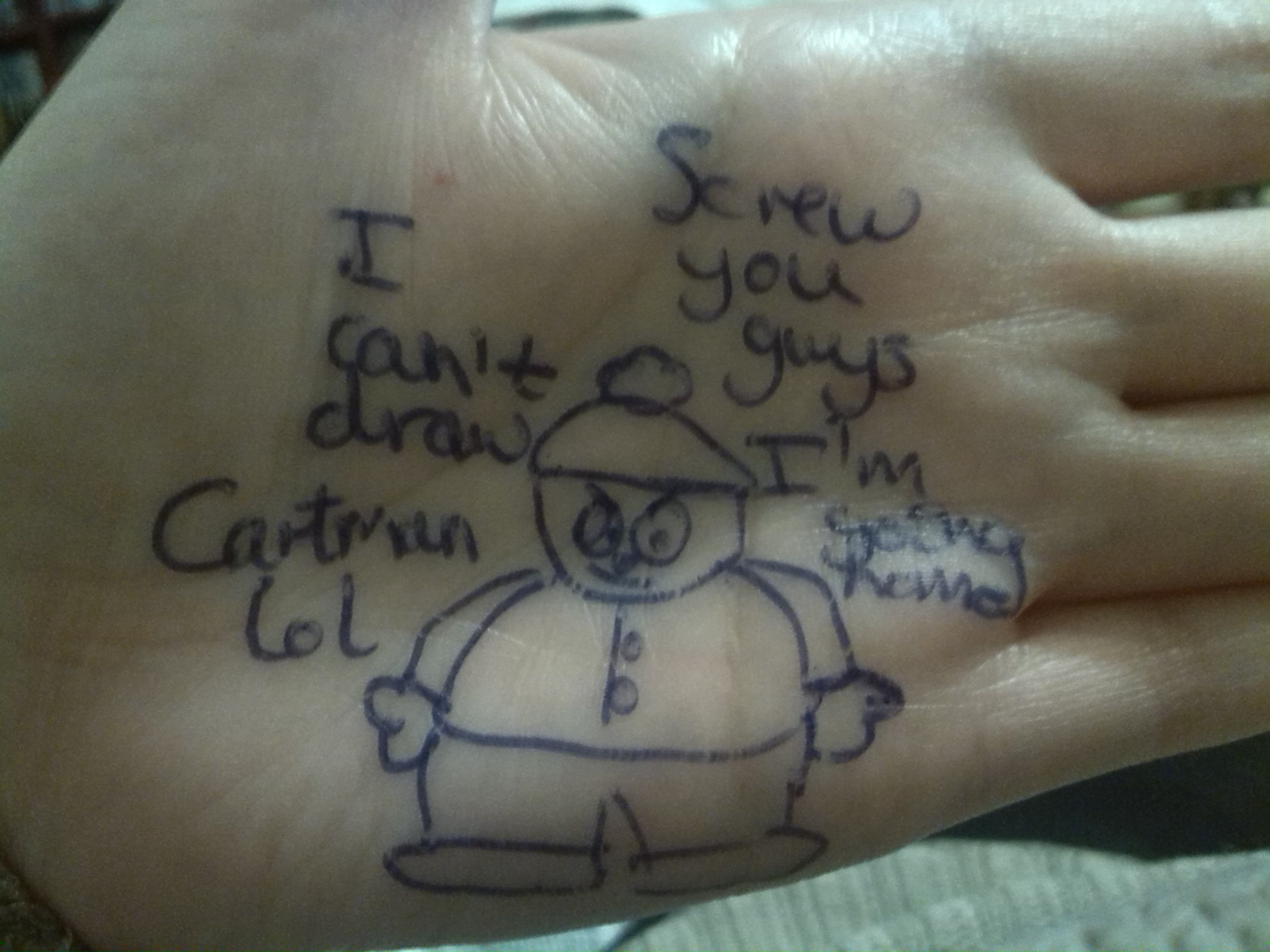 Cartman on my hand by Mandarin123