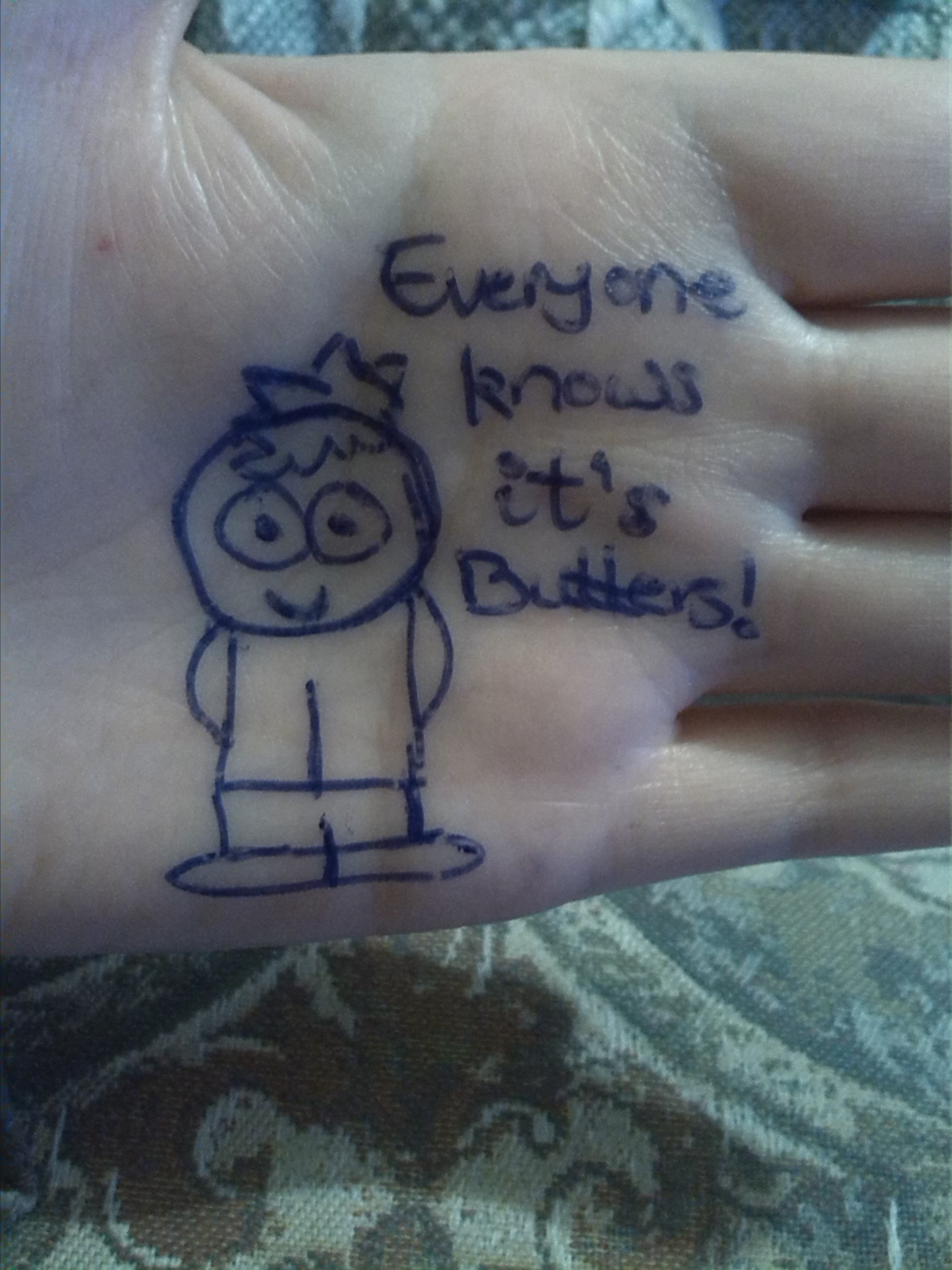 Butters on my hand by Mandarin123