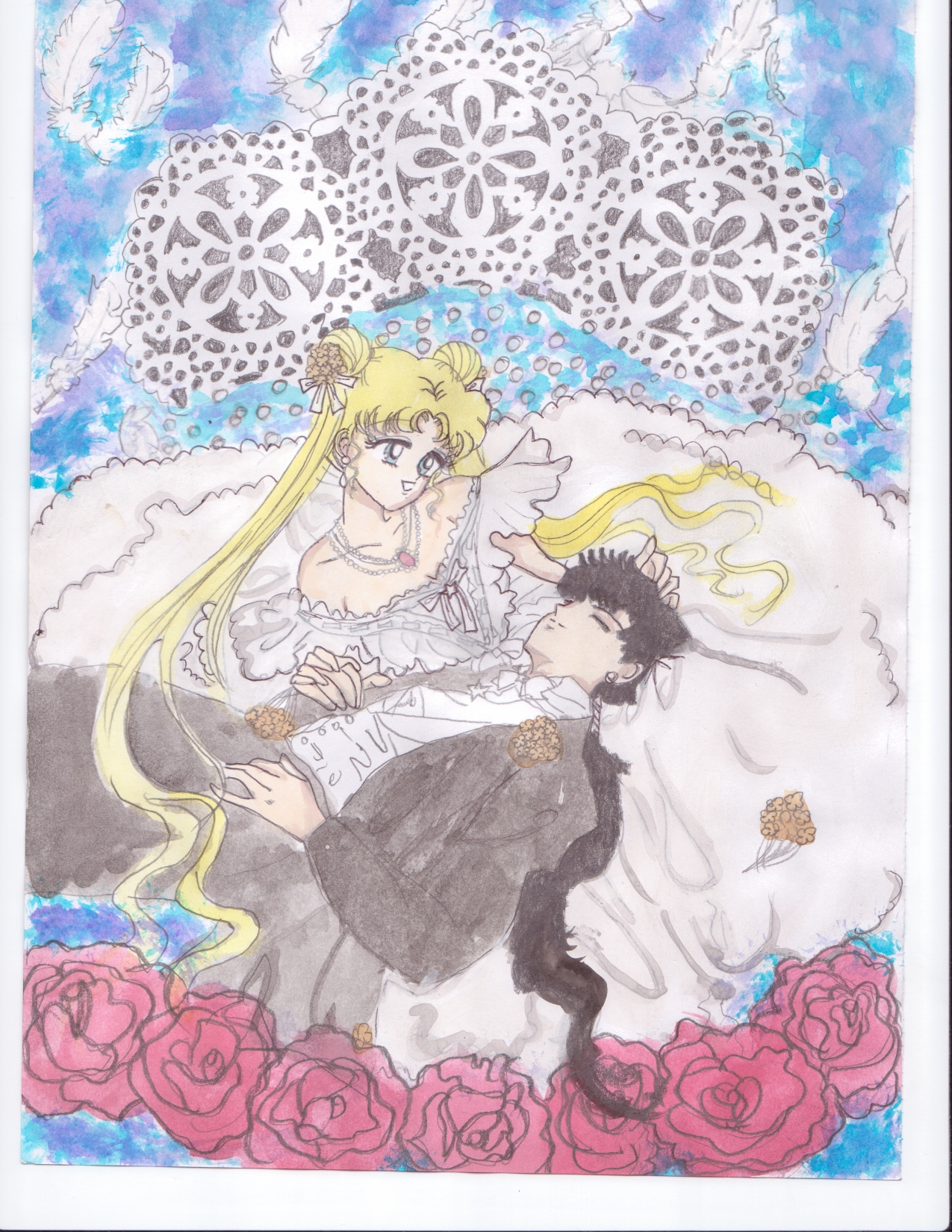 Princess Serenity and Prince Seiya by MarieZombie