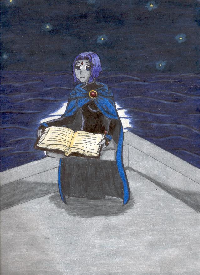 Raven, reading by moonlight by Mariko1605